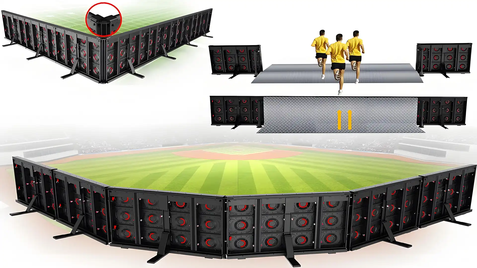 Angle Adjustable LED Screen, Curved Design Staidum LED Display, Emerigency Exit LED Billboards